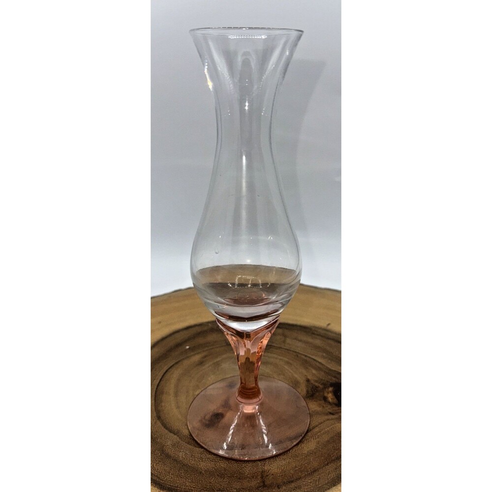 Vintage Pink/Clear Depression Glass Stemmed Tulip Bud Vase Cottagecore 8.5”